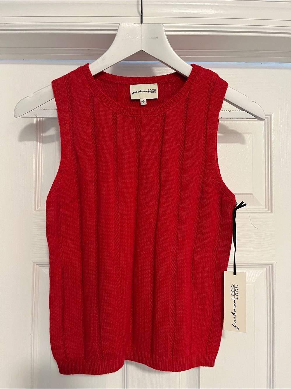 Sundry Red Sleeveless Rib Knit Top